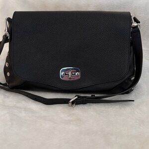 Marlon Black Genuine Leather Studded Crossbody Bag Made in Italy